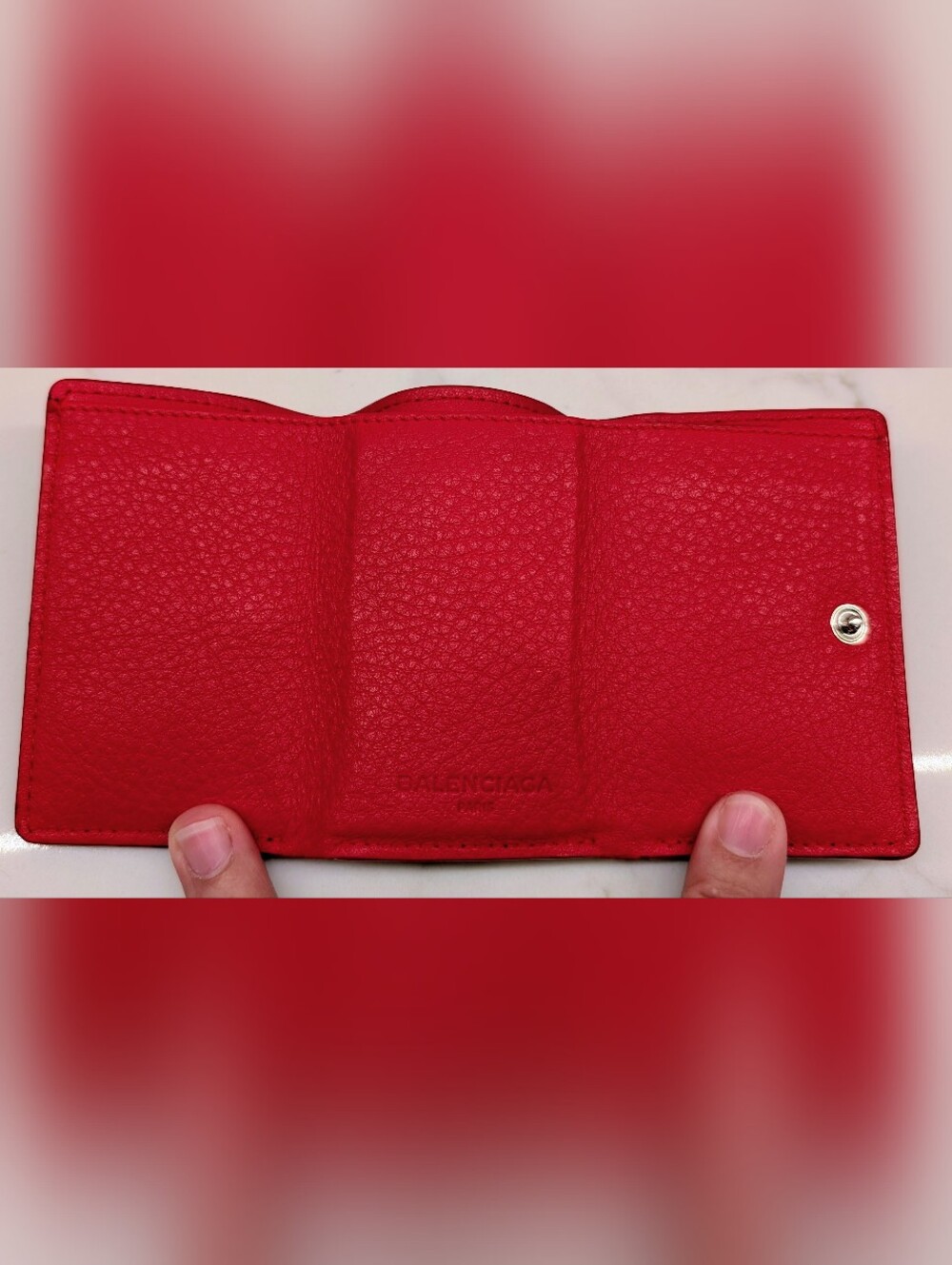 Balenciaga Red Leather Mini Envelope Wallet - Picture 6 of 8